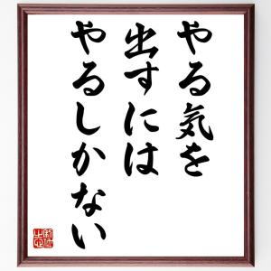 名言「やる気を出すにはやるしかない」額付き書道色紙／受注後直筆｜rittermind