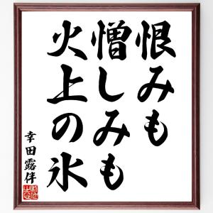 幸田露伴の名言「恨みも憎しみも火上の氷」額付き書道色紙／受注後直筆｜rittermind