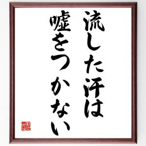 千代の富士の名言「流した汗は嘘をつかない」額付き書道色紙／受注後直筆｜rittermind