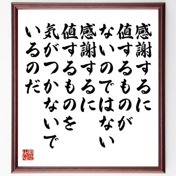 名言「感謝するに値するものがないのではない、感謝するに値するものを、気がつかないでいるのだ」直筆書道...