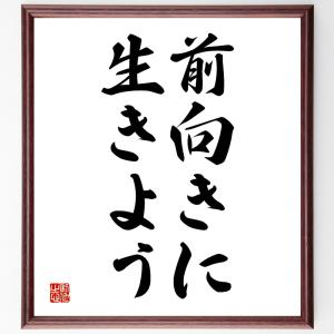 名言「前向きに生きよう」額付き書道色紙／受注後直筆｜rittermind