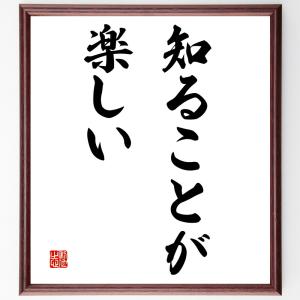 名言「知ることが楽しい」額付き書道色紙／受注後直筆｜rittermind