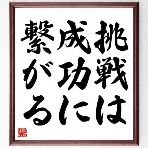 名言「挑戦は成功に繋がる」額付き書道色紙／受注後直筆｜rittermind