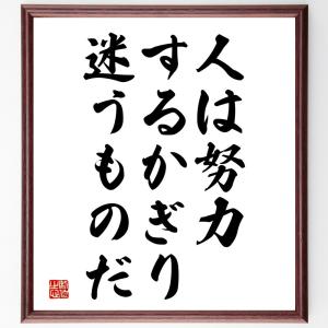 ゲーテの名言「人は努力するかぎり、迷うものだ」額付き書道色紙／受注後直筆｜rittermind