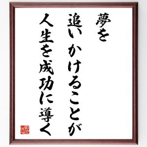 名言「夢を追いかけることが、人生を成功に導く」額付き書道色紙／受注後直筆｜rittermind