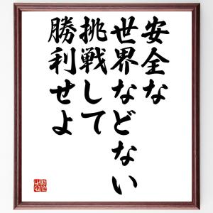 名言「安全な世界などない、挑戦して勝利せよ」額付き書道色紙／受注後直筆｜rittermind