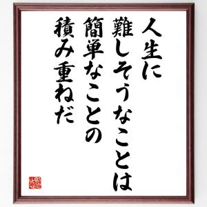 名言「人生に難しそうなことは、簡単なことの積み重ねだ」額付き書道色紙／受注後直筆｜rittermind