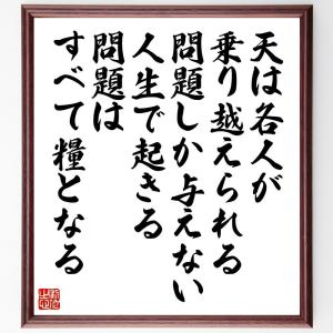 名言「天は各人が乗り越えられる問題しか与えない、人生で起きる問題はすべて糧となる」額付き書道色紙／受注後直筆｜rittermind