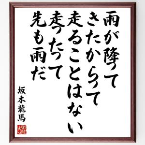 坂本龍馬の名言「雨が降ってきたからって走ることはない、走ったって、先も雨だ」額付き書道色紙／受注後直筆｜rittermind