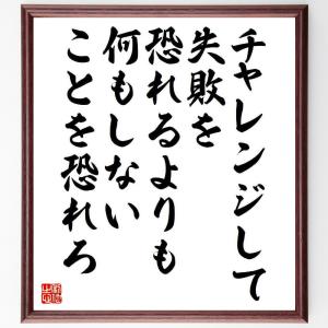 名言「チャレンジして失敗を恐れるよりも、何もしないことを恐れろ」額付き書道色紙／受注後直筆