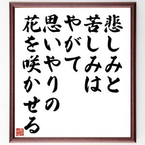 ヘレン・ケラーの名言「悲しみと苦しみは、やがて、思いやりの花を咲かせる」額付き書道色紙／受注後直筆｜rittermind