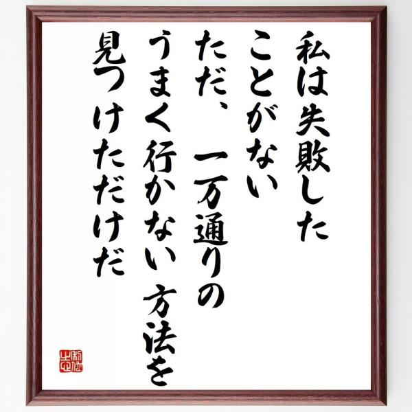 トーマス・エジソンの名言「私は失敗したことがない、ただ、一万通りの、うまく行かない方法を見つけただけ...