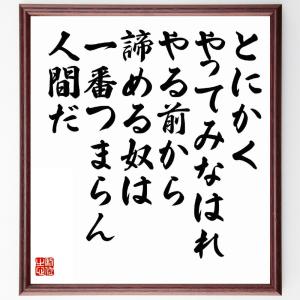 西堀栄三郎の名言「とにかく、やってみなはれ、やる前から諦める奴は一番つまらん人間だ」額付き書道色紙／受注後直筆｜rittermind