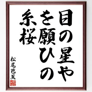 松尾芭蕉の俳句・短歌「目の星や、花を願ひの、糸桜」額付き書道色紙／受注後直筆｜rittermind