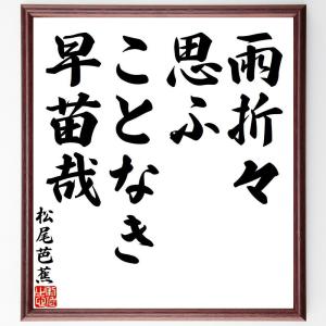 松尾芭蕉の俳句・短歌「雨折々、思ふことなき、早苗哉」額付き書道色紙／受注後直筆｜rittermind