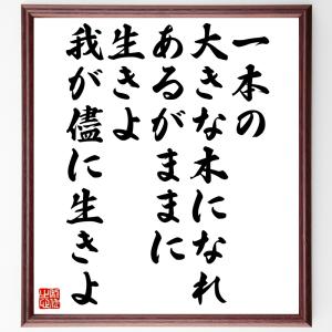 名言書道色紙 一本の大きな木になれ あるがままに生きよ 我が儘に生きよ 額付き 受注後直筆 ウィルマート