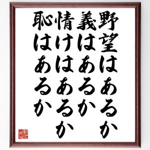書道色紙 名言 野望はあるか 義はあるか 情けはあるか 恥はあるか 額付き 受注後直筆 ウィルマート