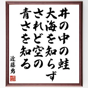 近藤勇の名言「井の中の蛙大海を知らず、されど空の青さを知る」額付き書道色紙／受注後直筆｜rittermind