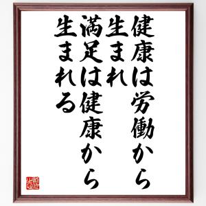 ウィリアム・ペンの名言「健康は労働から生まれ、満足は健康から生まれる」額付き書道色紙／受注後直筆｜rittermind