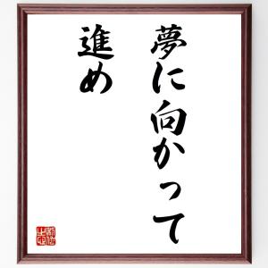 名言「夢に向かって進め」額付き書道色紙／受注後直筆｜rittermind