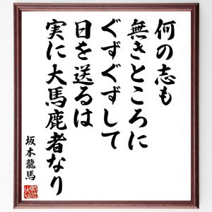 坂本龍馬の名言「何の志も無きところに、ぐずぐずして日を送るは、実に大馬鹿者なり」額付き書道色紙／受注後直筆｜rittermind