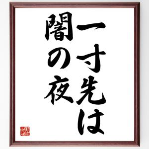 名言「一寸先は闇の夜」額付き書道色紙／受注後直筆｜rittermind