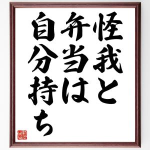 名言「怪我と弁当は自分持ち」額付き書道色紙／受注後直筆｜rittermind