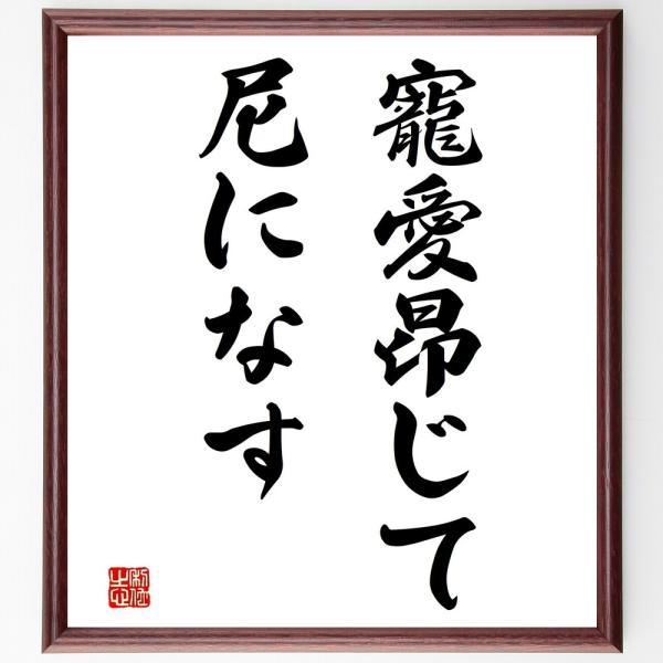 名言「寵愛昂じて尼になす」直筆書道色紙額／受注後直筆