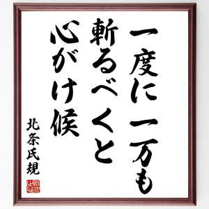 北条氏規の名言「一度に一万も斬るべくと心がけ候」額付き書道色紙／受注後直筆｜rittermind