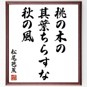 松尾芭蕉の名言「桃の木の、其葉ちらすな、秋の風」額付き書道色紙／受注後直筆｜rittermind