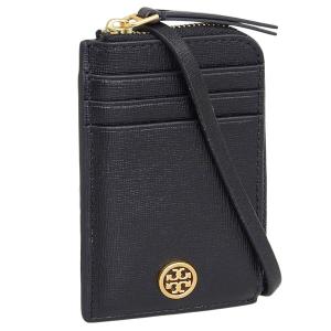 トリーバーチ カードケース レディース コインケース 小銭入れ パスケース IDカードホルダー レザー ブラック ROBINSON LANYARD 143239 001 TORY BURCH