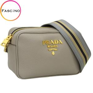 PRADA ❤️ボディバッグ グレー 正規店買付【PRADA】グレー レザー クロスボディ バッグ (PRADA