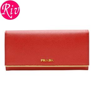 プラダ PRADA 財布 長財布 二つ折り パスケース付き レッド レザー 1mh132safmet-fuoc1｜riverall-men