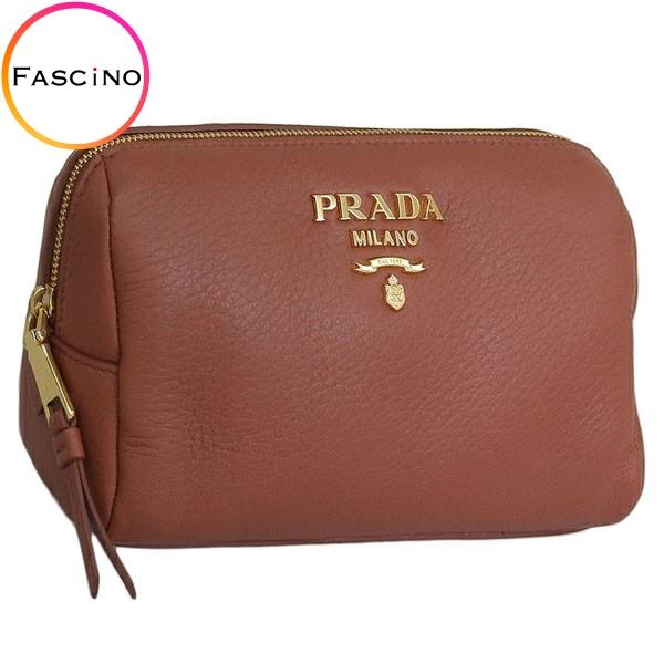 【数量限定セール】プラダ 化粧ポーチ コスメポーチ 小物入れ レディース アウトレット レザー ブラ...