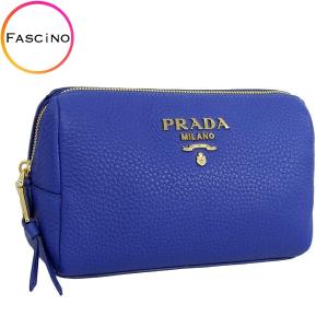 プラダ ポーチ PRADA コスメポーチ コットン カナパ デニム ブラック 