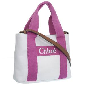 クロエ バッグ レディース ショルダーバッグ 2WAY トートバッグ コットン ホワイトピンク クロエキッズ Chloe KIDS C20046 117｜riverall-men