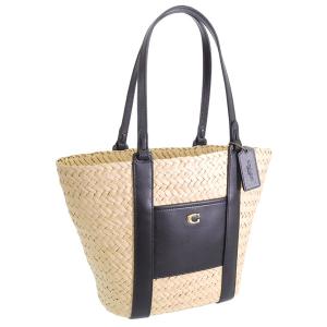 コーチ バッグ レディース トートバッグ ストロー レザー ベージュブラック スモール ストローポケットトート SM STRAW PTOTE CQ788B4NA COACH｜riverall-men