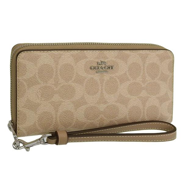 コーチ 財布 レディース 長財布 アウトレット ライトカーキ ロングジップアラウンドウォレット シグ...