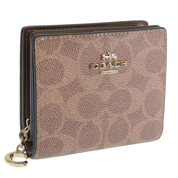 コーチ 財布 レディース 2つ折り 折財布 コンパクト アウトレット タンブラウン スナップウォレッ...