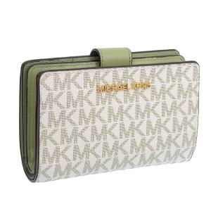 マイケルコース 財布 レディース 二つ折り財布 アウトレット ホワイト×グリーン D35F8GTVF2B-LISMLT MICHAEL KORS｜riverall-men