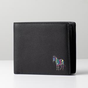 ポールスミス 財布 メンズ 二つ折り 折財布 ブラック WALLET B COIN M2A6078-KZEBRA-79 PAUL SMITH｜riverall-men