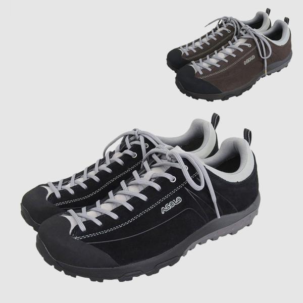 アゾロ 靴 メンズ ハイキングシューズ 27.5cm スエード ブラックシルバー ダークブラウン ス...