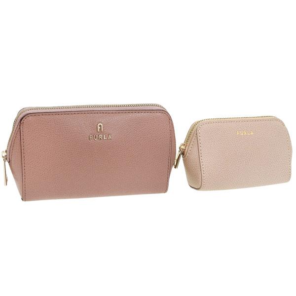 フルラ コスメポーチ 化粧ポーチ レディース アウトレット レザー ピンク カメリア FURLA C...