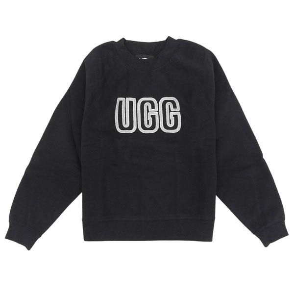 アグ スウェット レディース M トレーナー コットン混 ブラック W UGG LOGO CREWN...