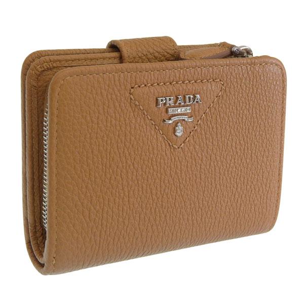 プラダ 財布 レディース 2つ折り 折財布 コンパクト アウトレット レザー ブラウン PORTAF...