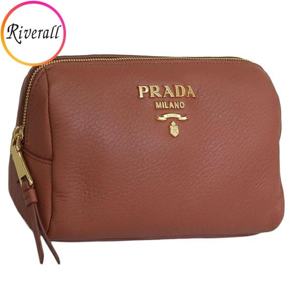 【数量限定セール】プラダ 化粧ポーチ コスメポーチ 小物入れ レディース アウトレット レザー ブラ...