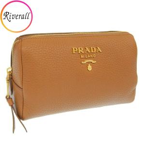 プラダ ポーチ PRADA コスメポーチ コットン カナパ デニム ブラック