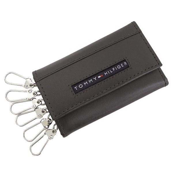 トミーヒルフィガー キーケース 6連 メンズ レザー ブラウン 6 HOOK KEYCASE 31T...