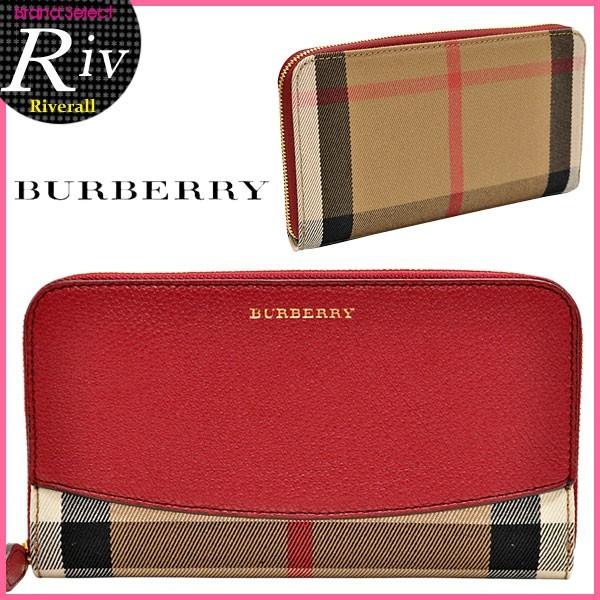 バーバリー 財布 BURBERRY ラウンドファスナー 長財布 ハウスチェック・サルトリアル・レザー...