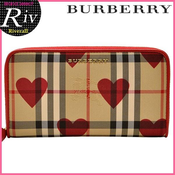 バーバリー 財布 BURBERRY 長財布 ラウンドファスナー ホースフェリーチェック ハート 39...